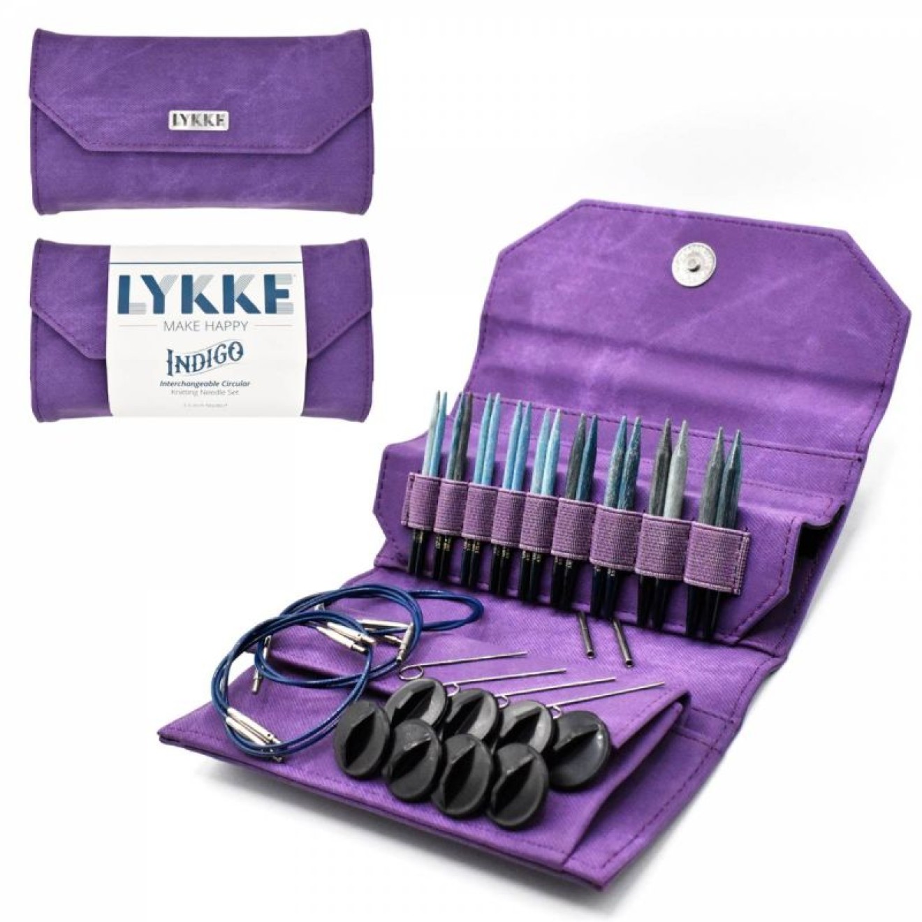 LYKKE Nadelset austauschbare Nadelspitzen Violet Denim 9 cm 3,25 mm-6,50 mm 3,25 mm - 6,5 mm / 9 cm