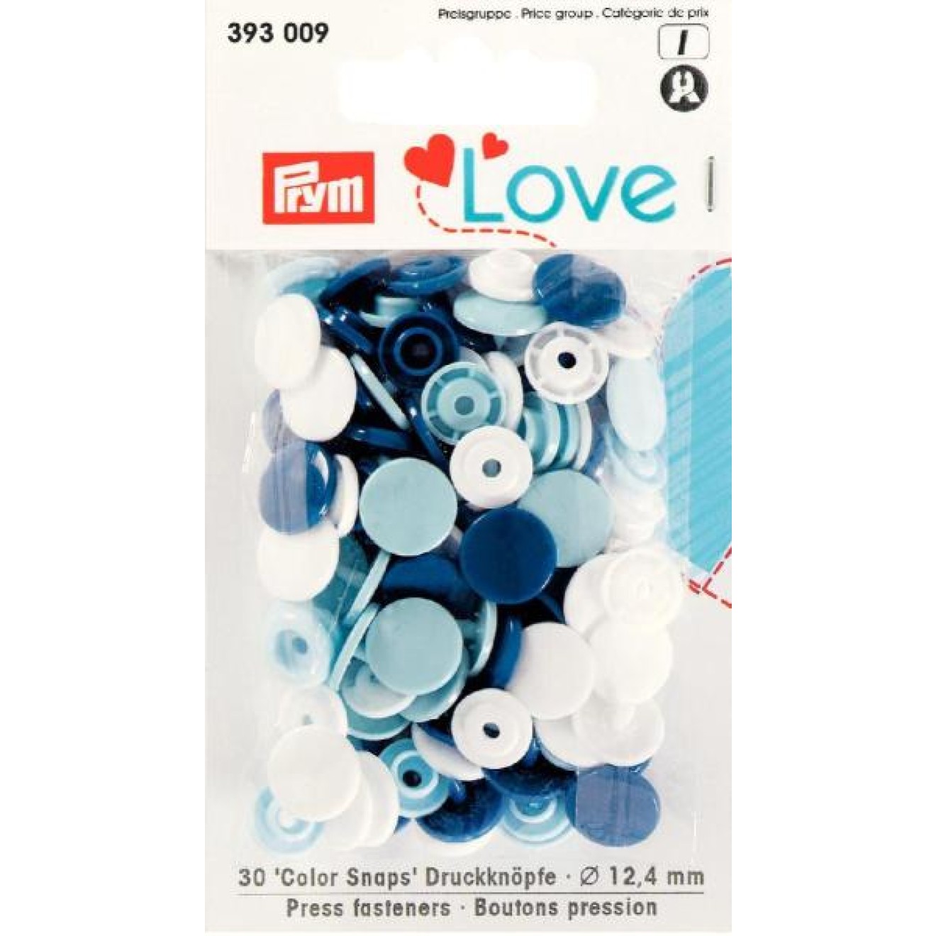Prym sew-free snap fasteners Color Snaps 12,4 mm / blau/hellblau/weiß
