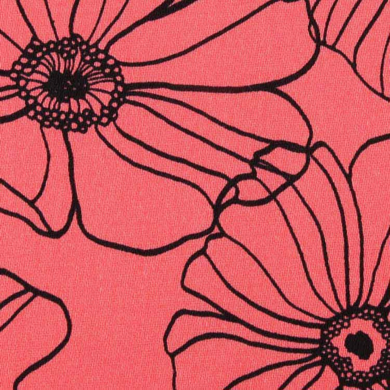 HANABI Cotton Satin Spandex Design Flowers colour 009 coral
