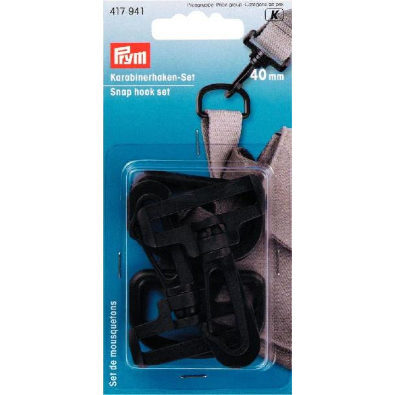 Prym Karabinerhaken 40 mm / schwarz