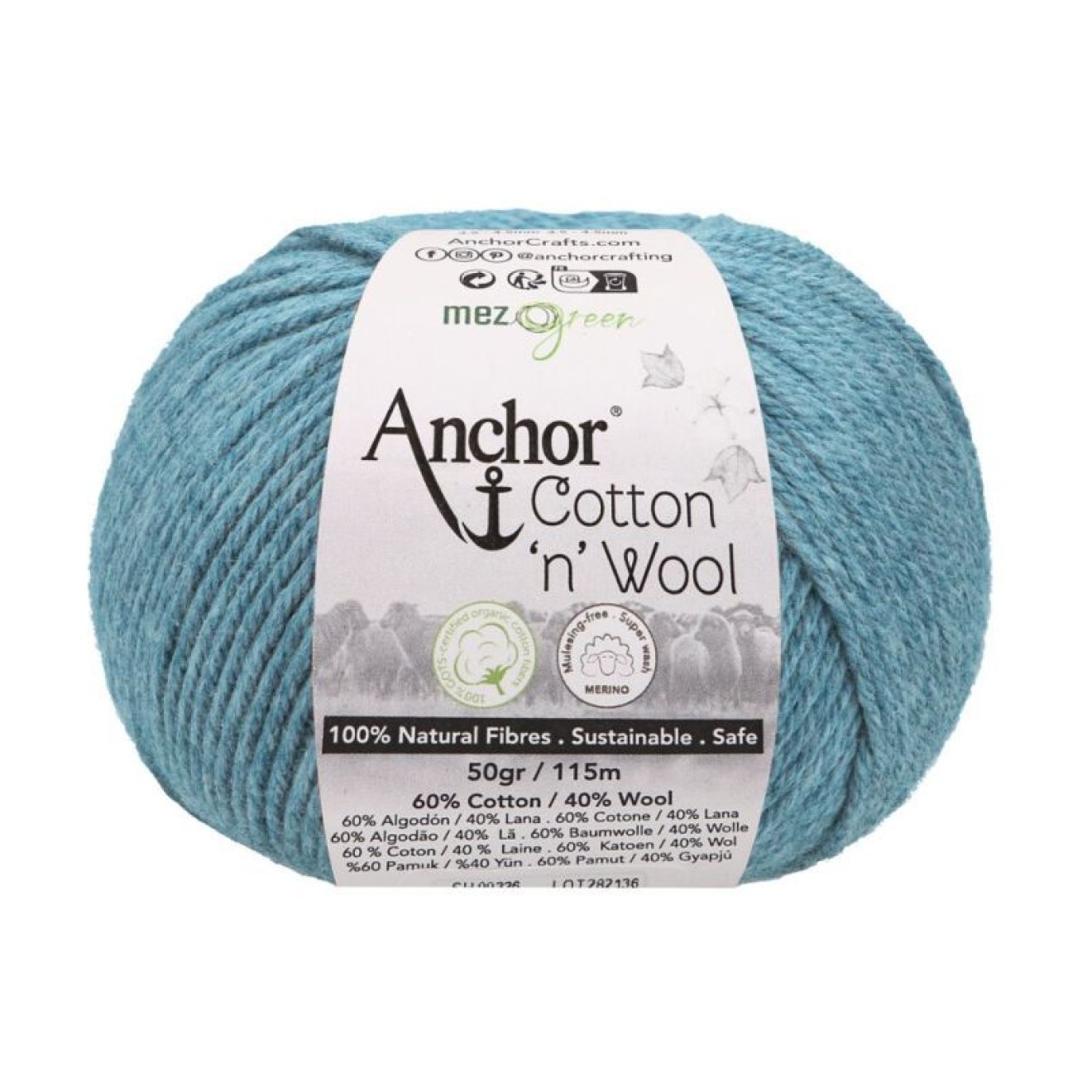 Mez Anchor Cotton Wool colour 00400 blue topaz