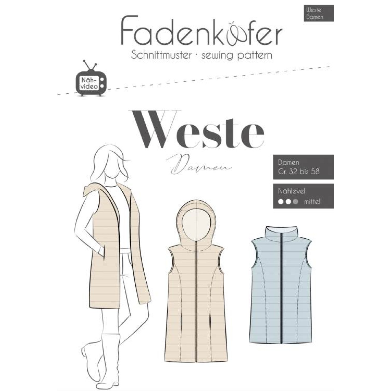 fadenkäfer Papierschnittmuster colour Weste Damen