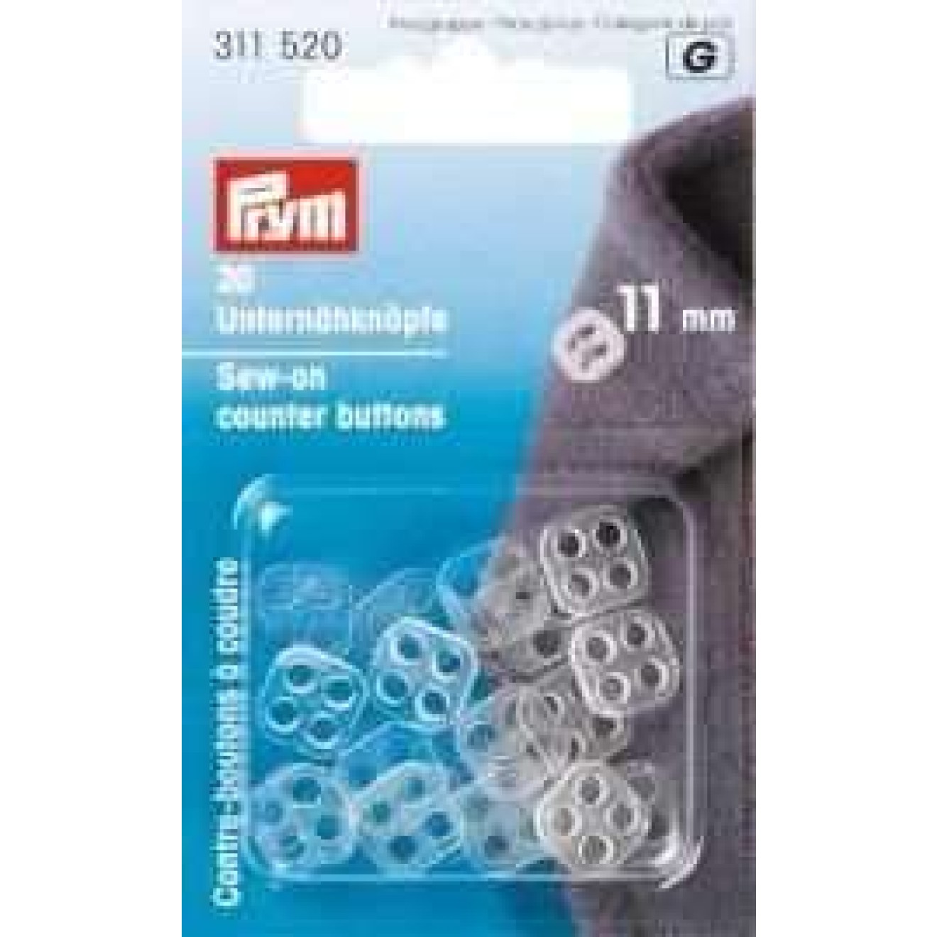 Prym Unternähknöpfe 11 mm / transparent