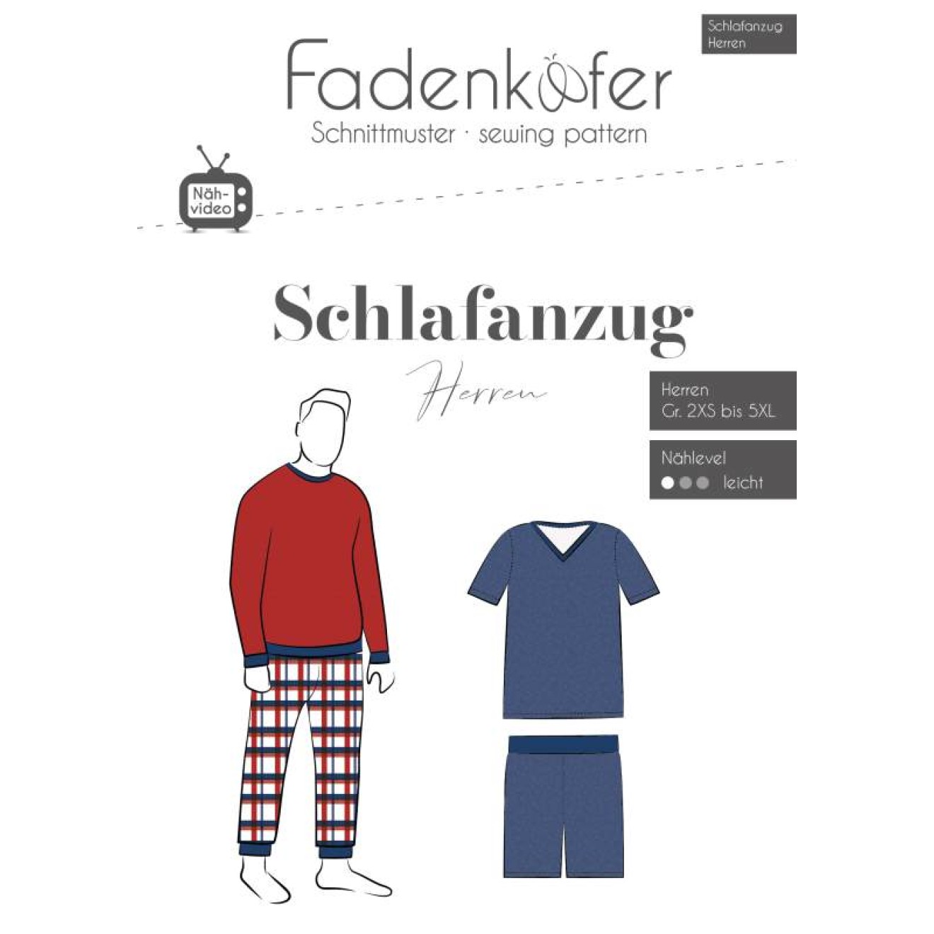 fadenkäfer Papierschnittmuster colour Schlafanzug Herren