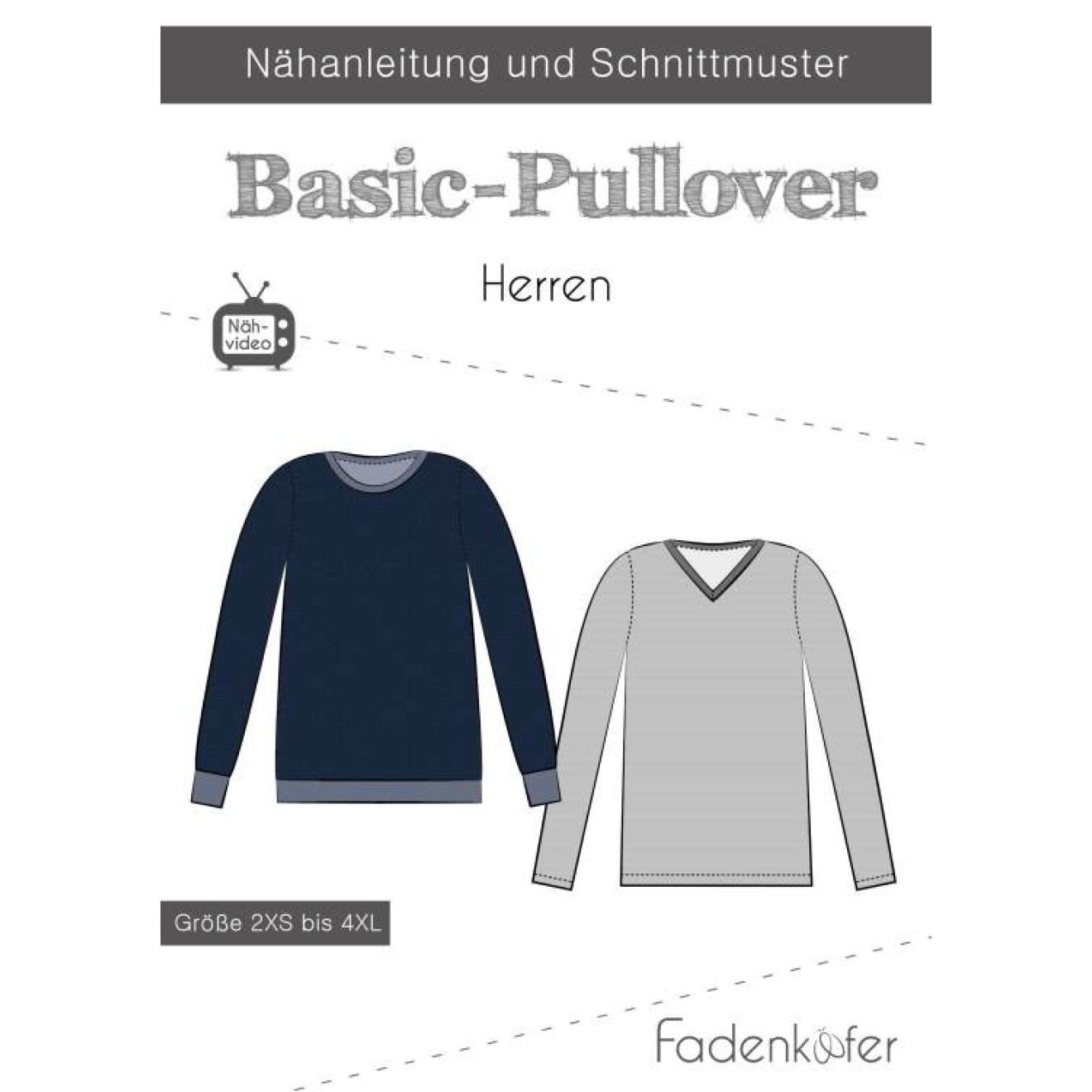 fadenkäfer Papierschnittmuster colour Basic-Pullover Herren
