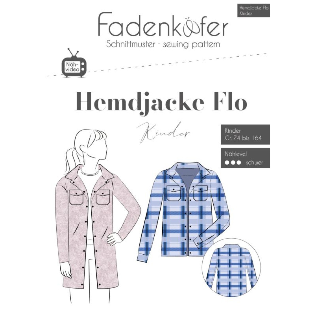 fadenkäfer Papierschnittmuster colour Hemdjacke Flo Kinder