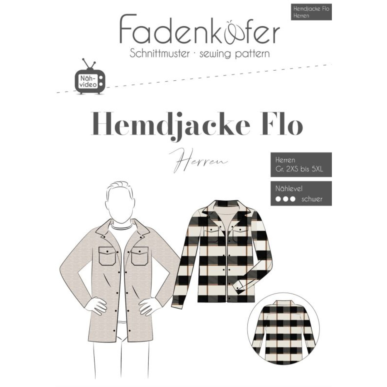 fadenkäfer Papierschnittmuster colour Hemdjacke Flo Herren