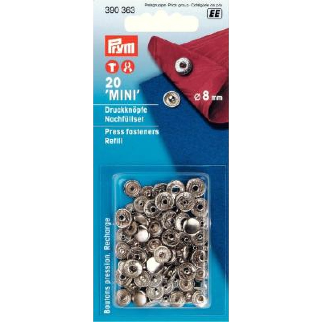 Prym sew-free refill pack 8 mm / silberfarbig