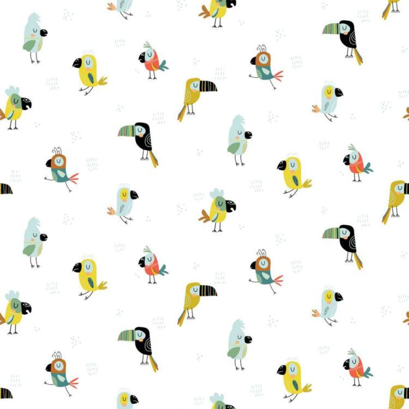 HANABI Poplin Cool Birds colour 006 white