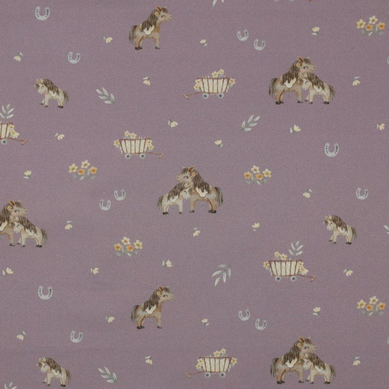 HANABI Fine Poplin Digital Sweet Horses colour 007 lavender