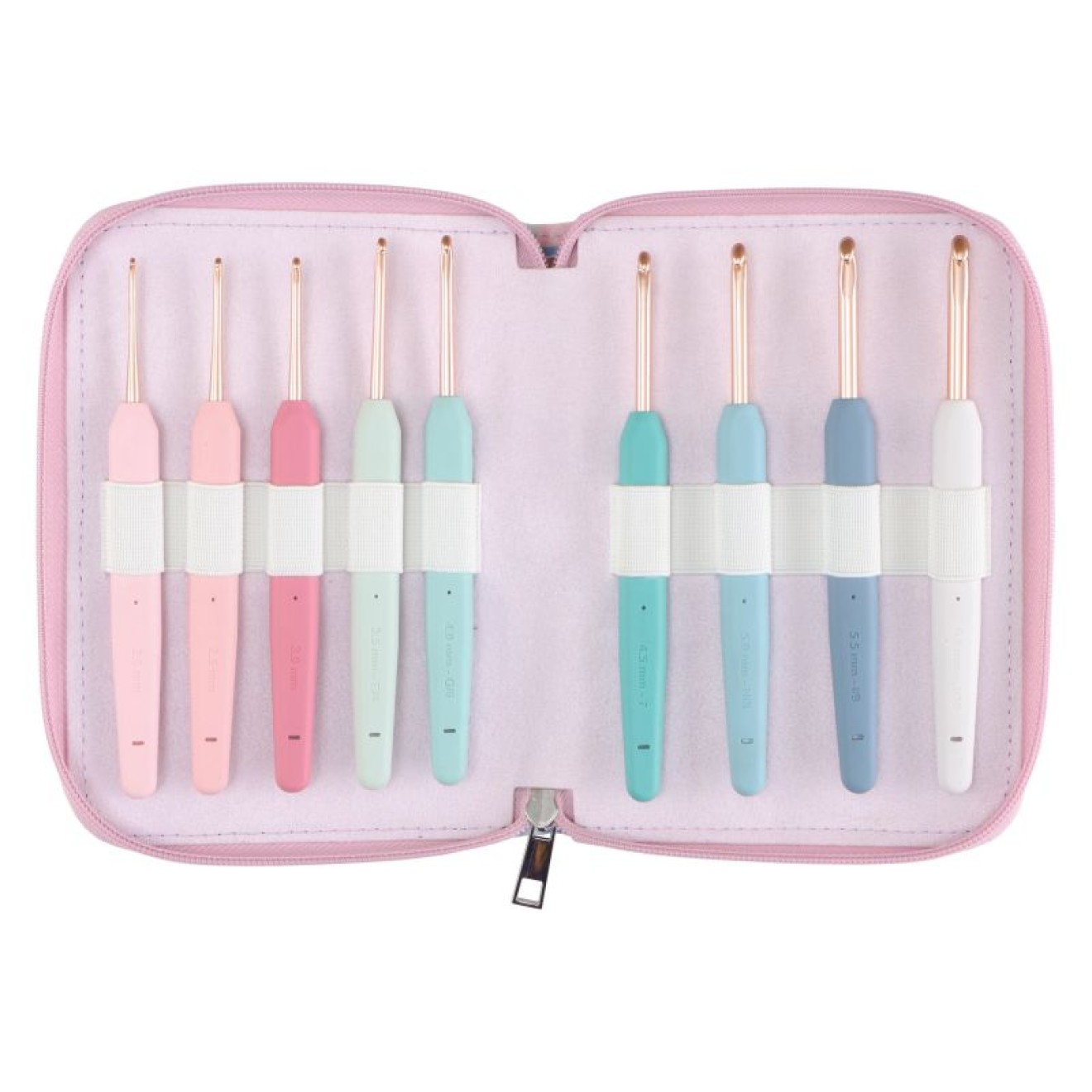 KnitPro Häkelnadel-Set single-ended Aluminium Vybe 2,00 - 6,00 mm bunte Tasche 2,00 - 6,00 mm / rose gold