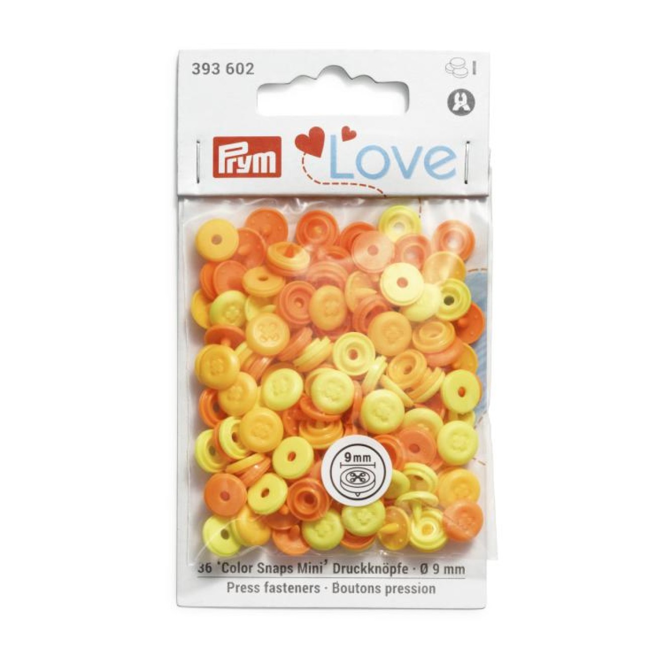 Prym sew-free snap fasteners Color Snaps 9 mm / sortiert gelb