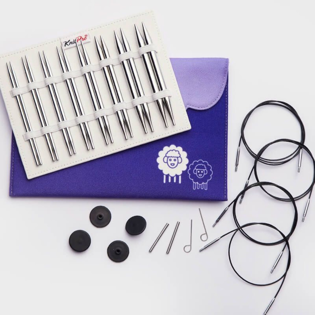 KnitPro Deluxe Set interchangeable circular needles lang 8 Paar 3,5-8,0mm + Zubehör 3,5-8,0 mm / 60 cm, 80 cm, 100 cm