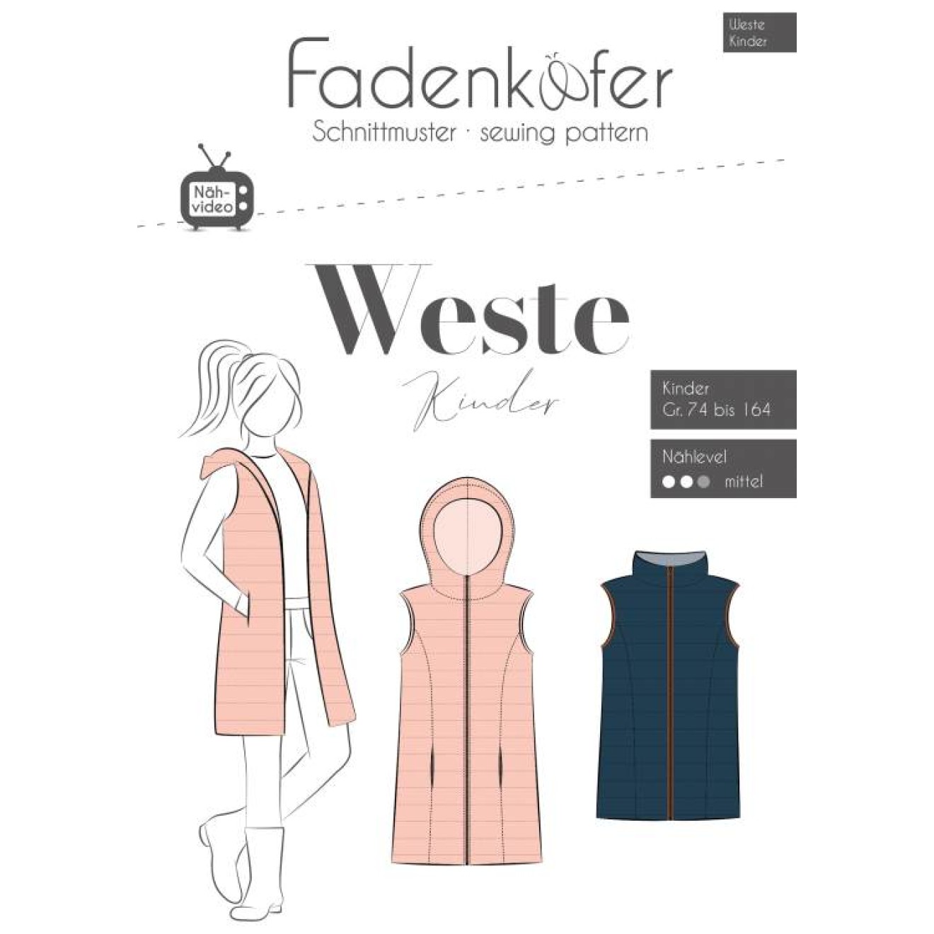 fadenkäfer Papierschnittmuster colour Weste Kinder