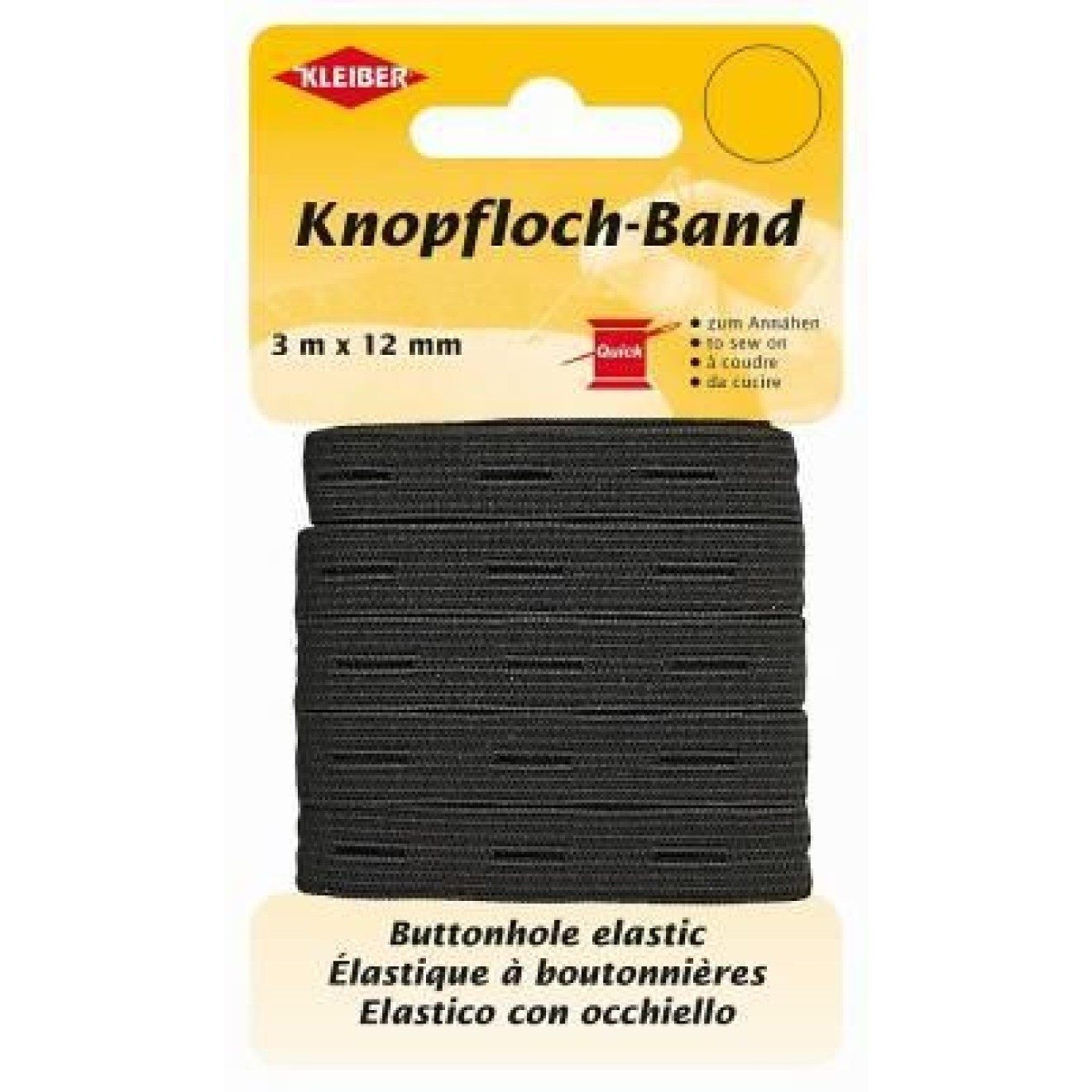 Kleiber Knopfloch-Elastic 3mx12 mm / schwarz