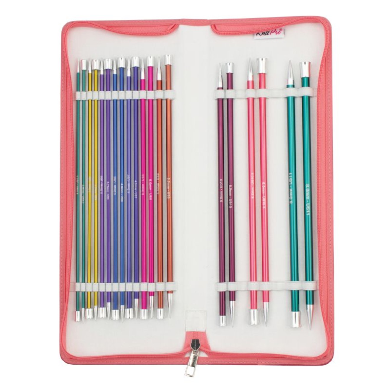 KnitPro needle set Grande single-ended Jackenstricknadeln Zing Alu 25 cm 3,00 - 8,00 mm