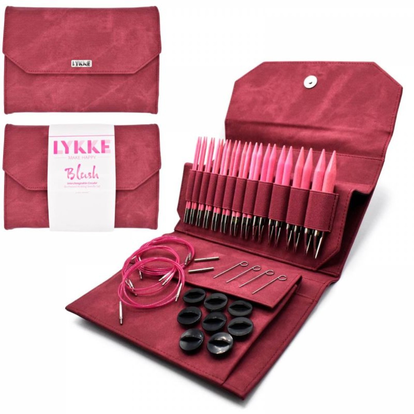 LYKKE Nadelset austauschbare Nadelspitzen Blush Crimson 13 cm 3,50 mm-12,00 mm 3,5 mm -12 mm / 13 cm