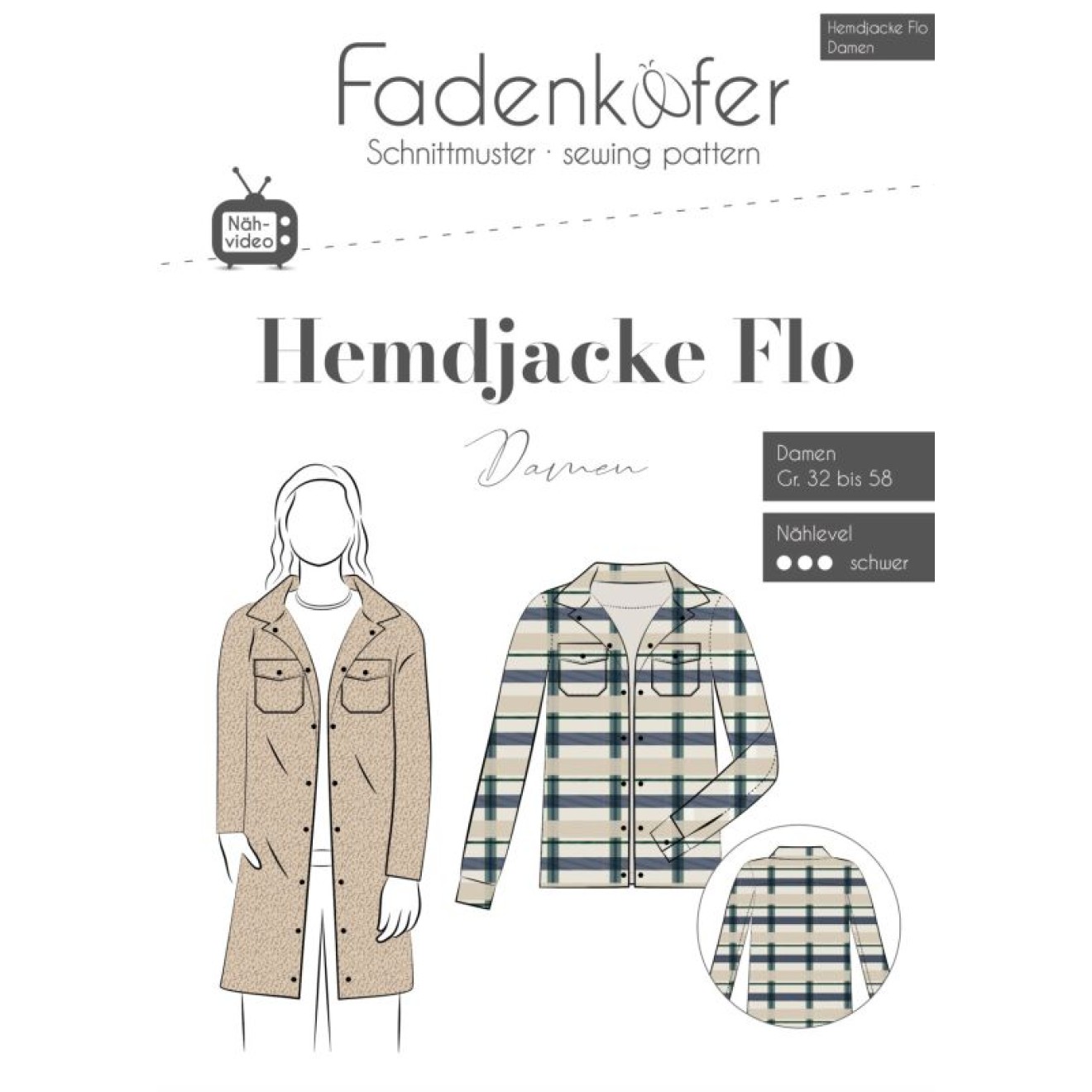 fadenkäfer Papierschnittmuster colour Hemdjacke Flo Damen
