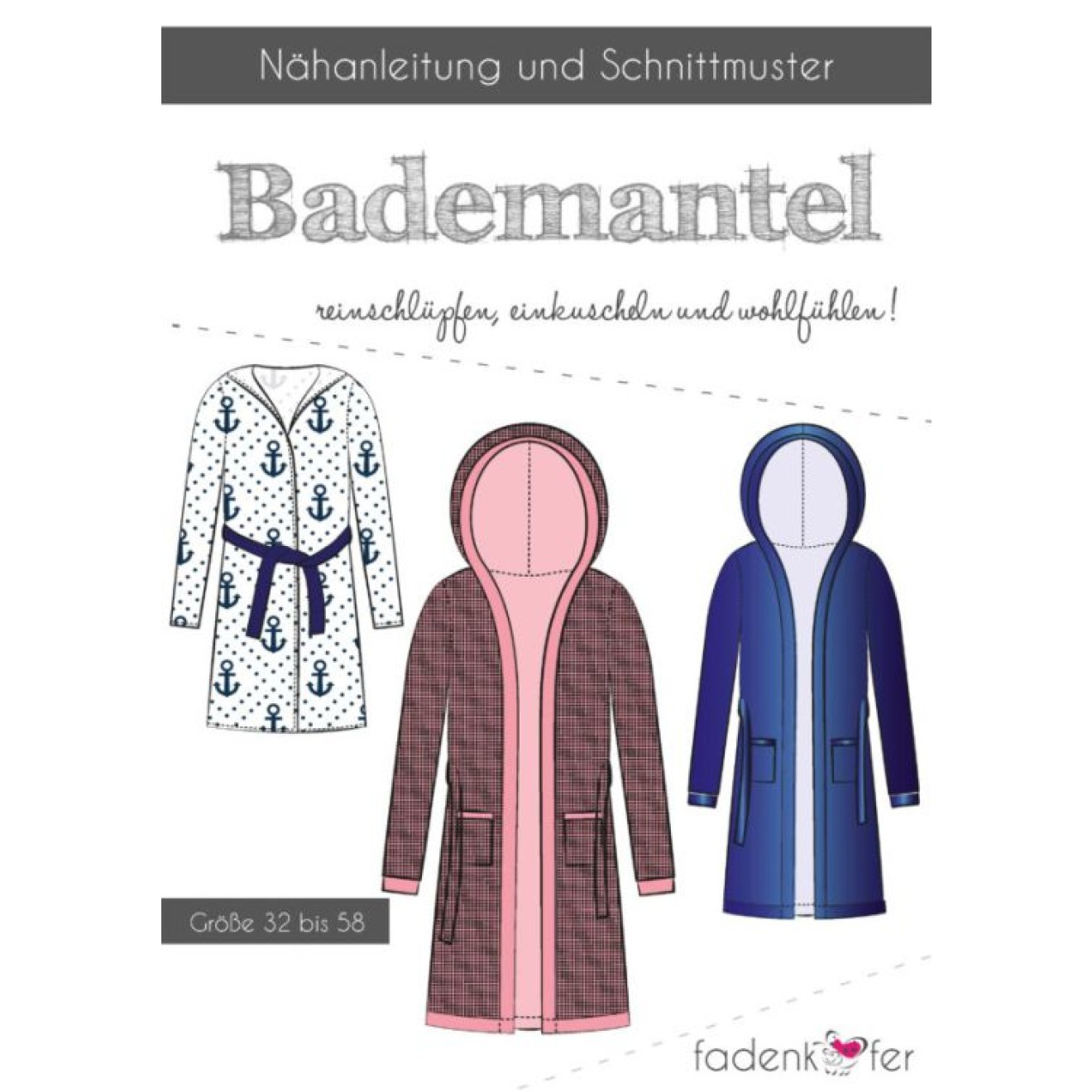 fadenkäfer Papierschnittmuster colour Bademantel Erwachsene