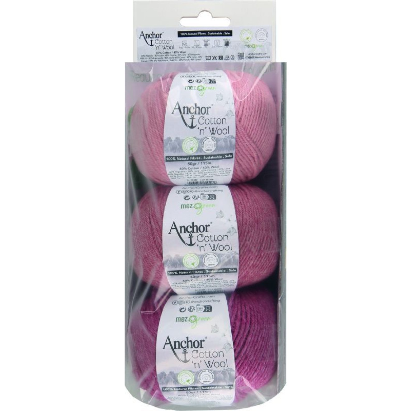 Anchor Cotton Wool Sortimentspackung ca. 115 m / 09061 rose bloom