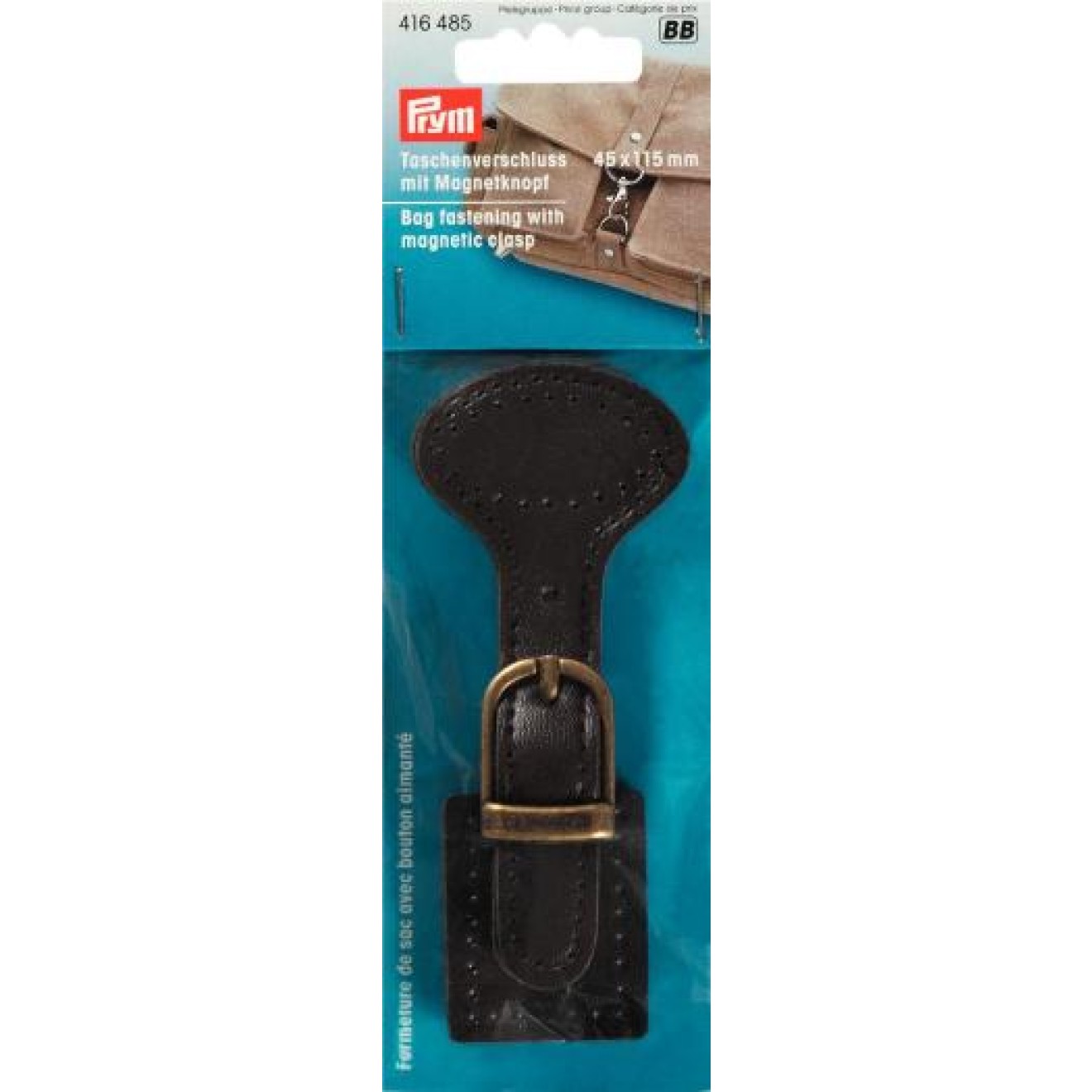Prym Taschenverschluß 45x115 cm / altmessing/braun