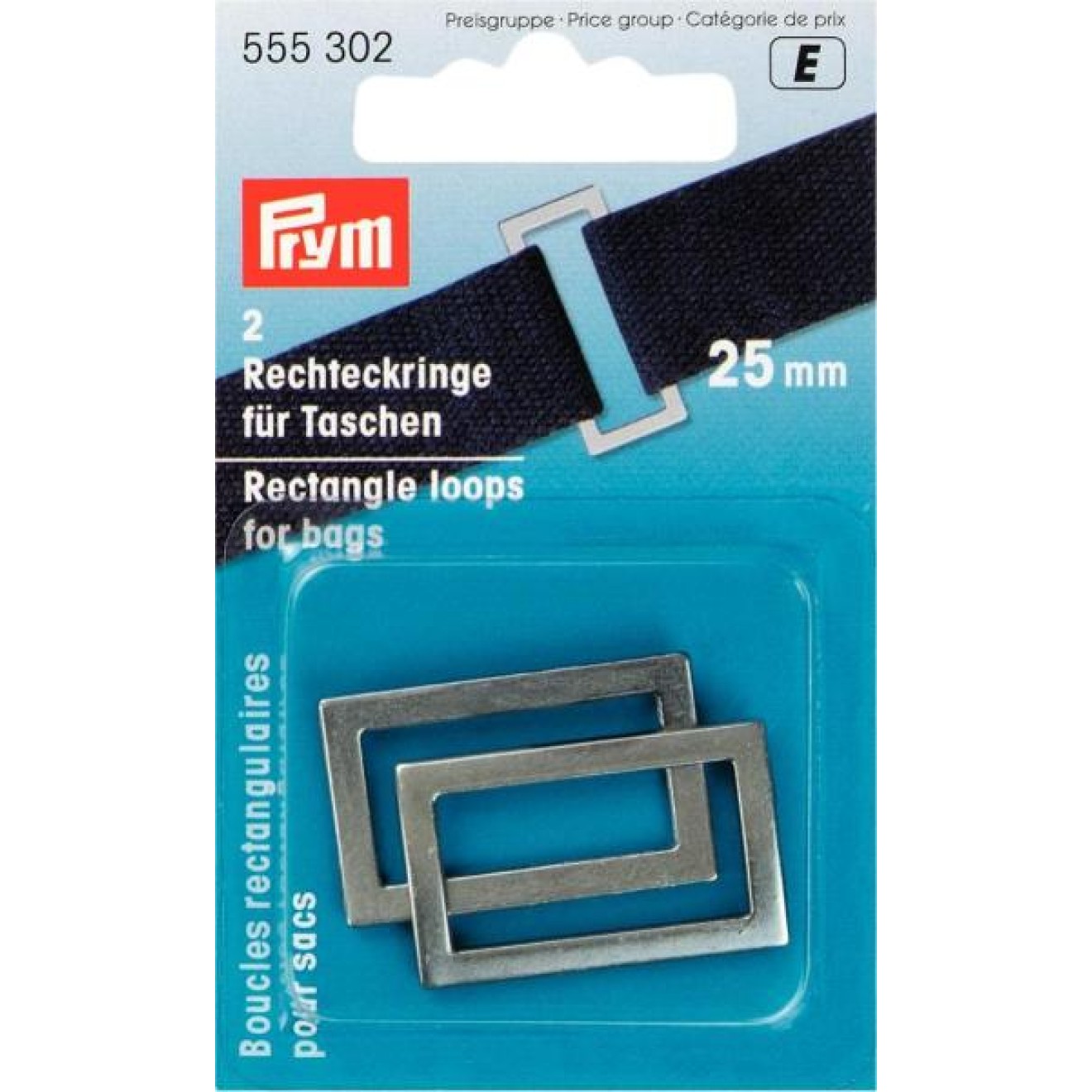 Prym Rechteckringe für Taschen 25 mm / altsilber