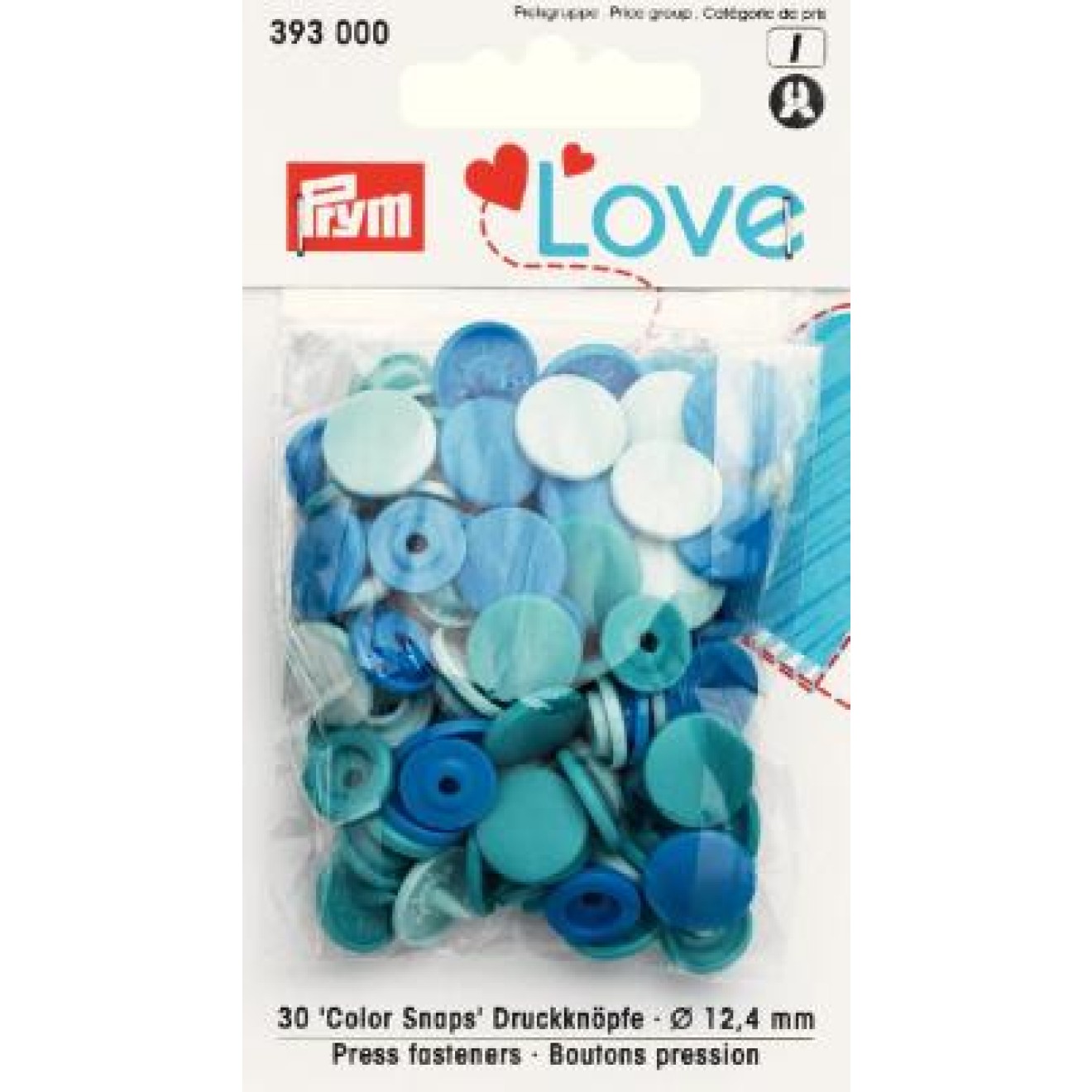 Prym sew-free snap fasteners Color Snaps 12,4 mm / blau sortiert