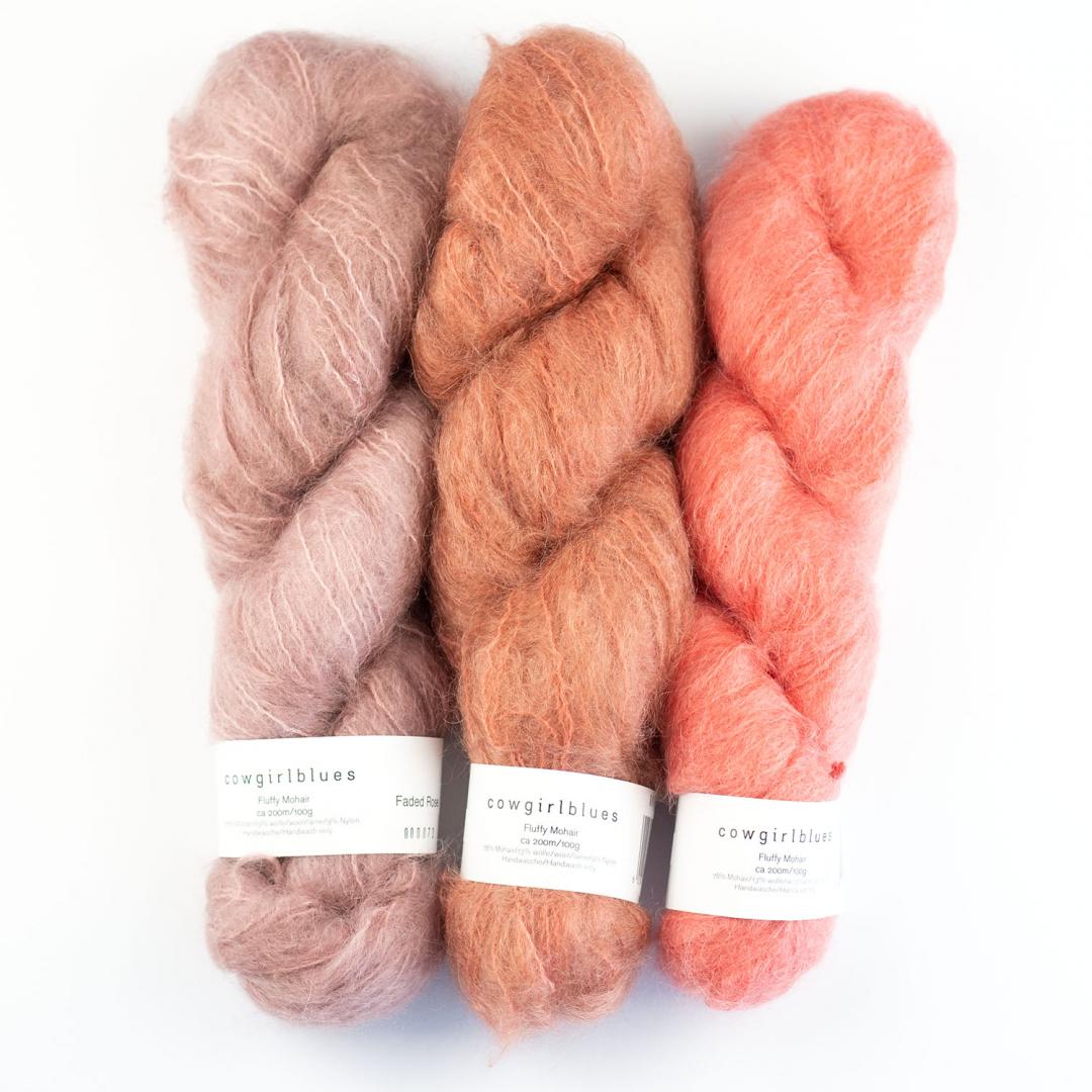 Cowgirl Blues Fluffy Mohair solids hand-dyed yarn