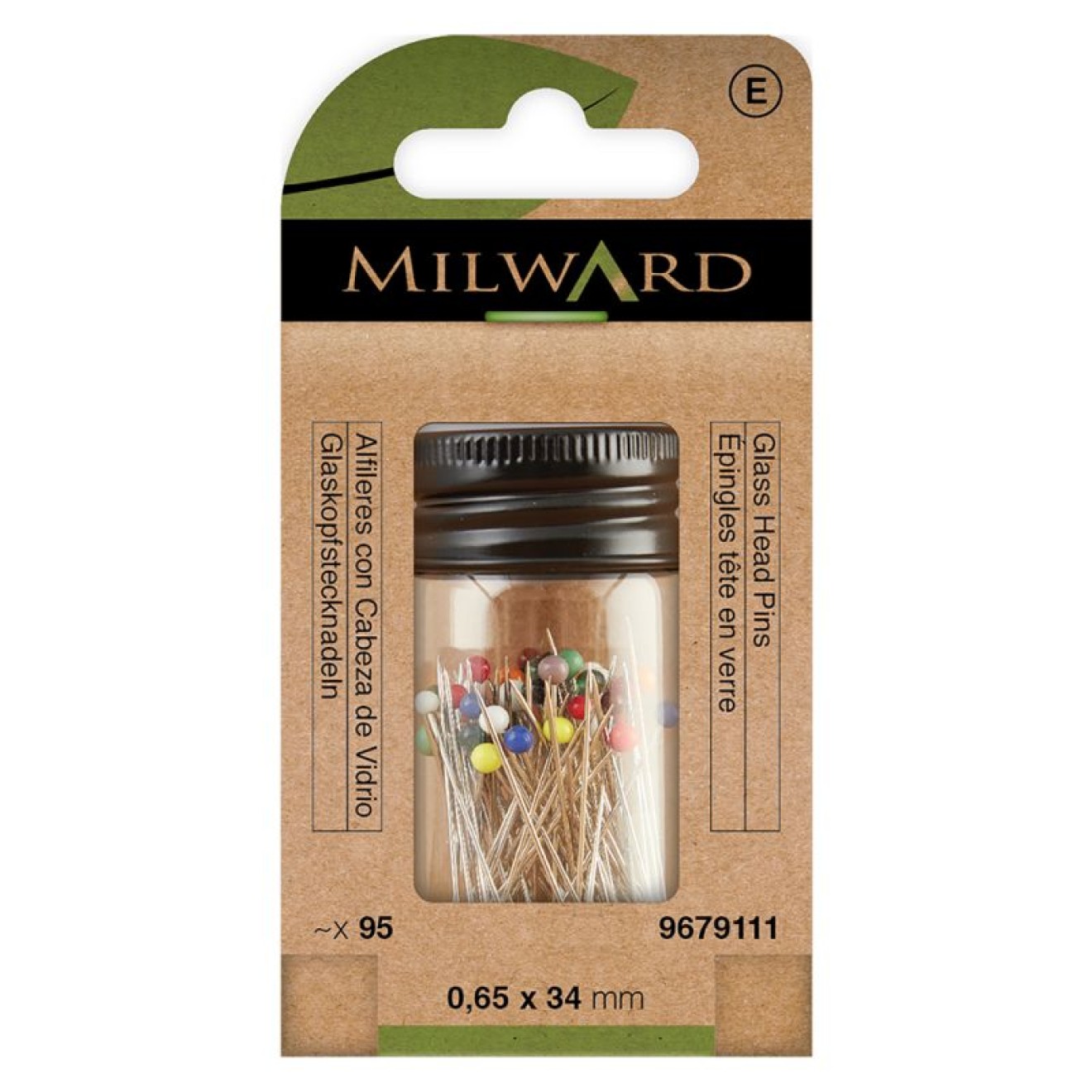 Milward Green Glaskopfnadeln pin