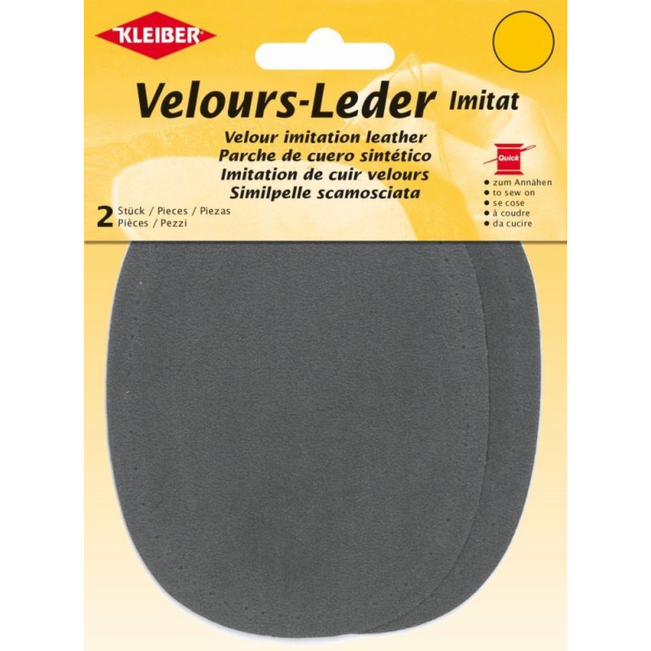Kleiber Velour-Leder-Imitat ca. 13x10 cm / 01 mittelgrau