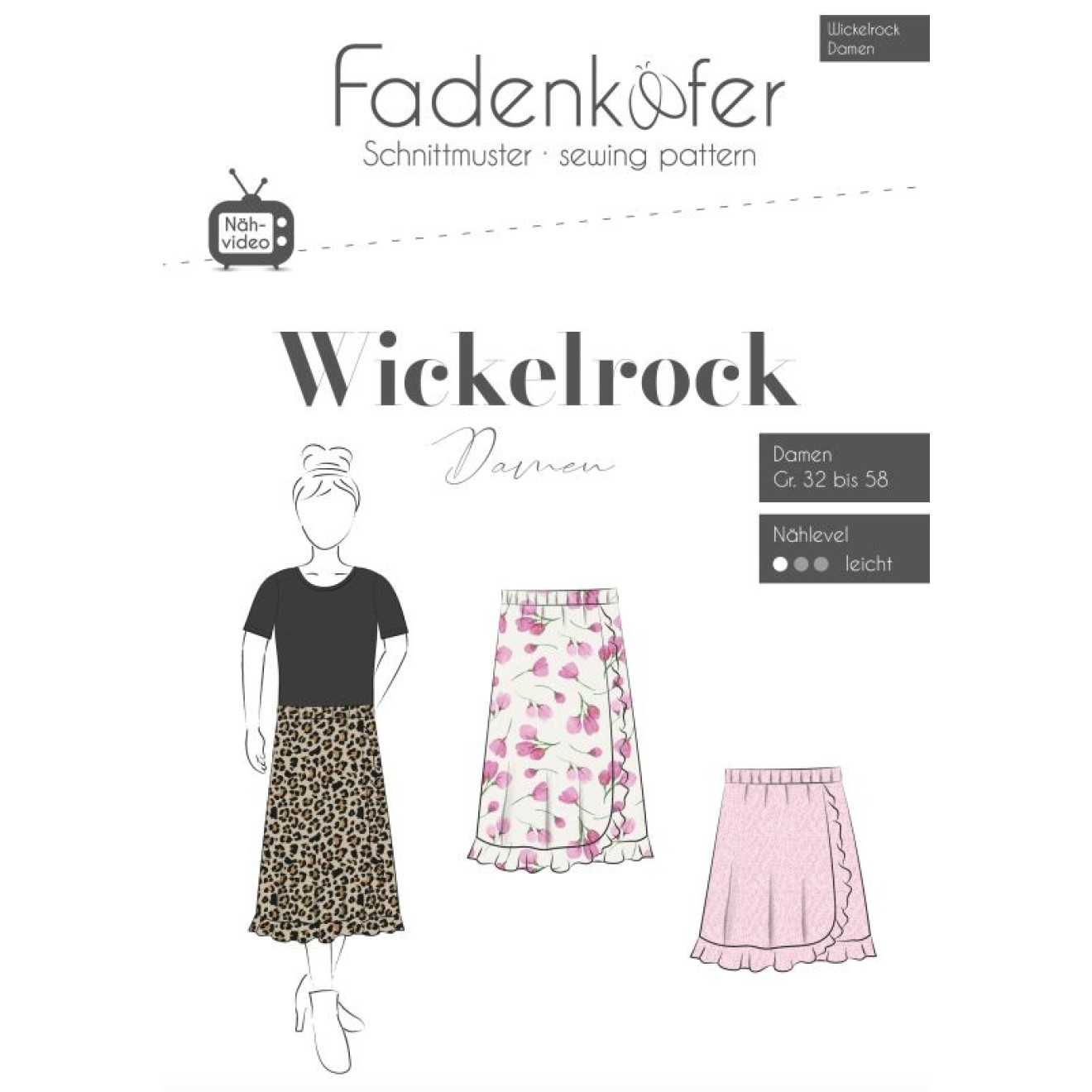 fadenkäfer Papierschnittmuster colour Wickelrock Damen