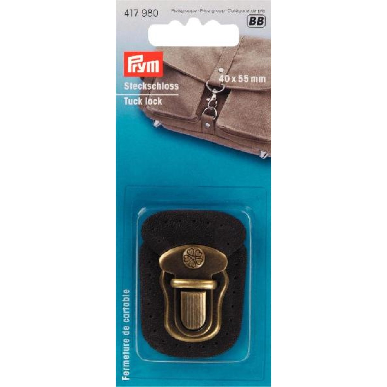 Prym Steckschloss 40x55 mm / braun/altmessing