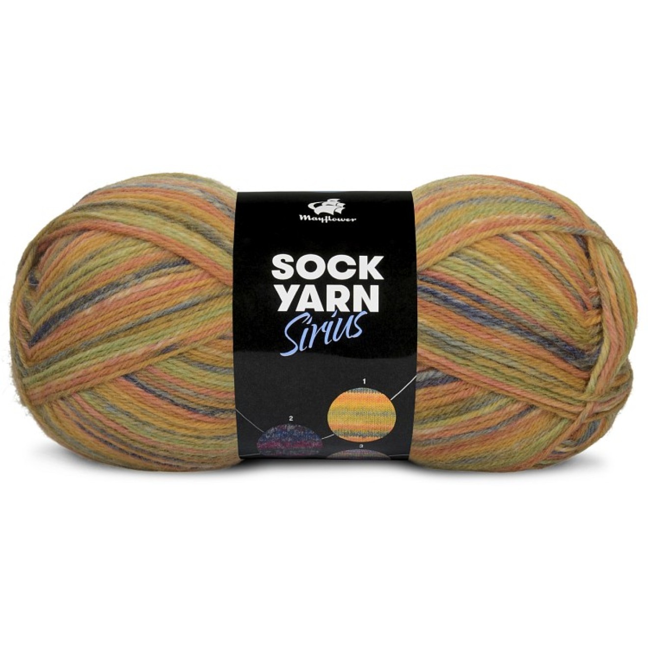 Mayflower Sock Yarn Sirius colour 01 green/dark green/curry/rust