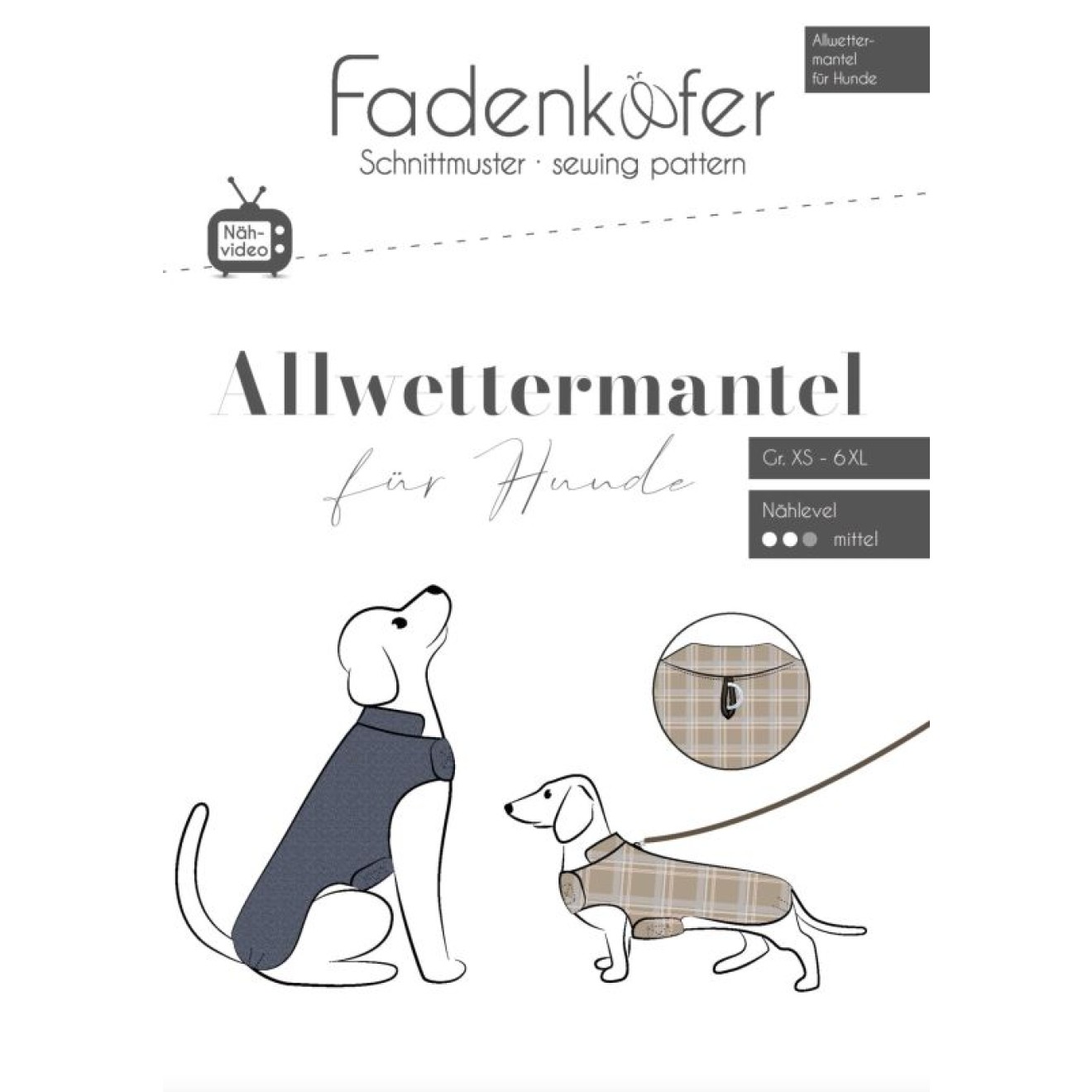 fadenkäfer Papierschnittmuster colour Allwettermantel Hunde