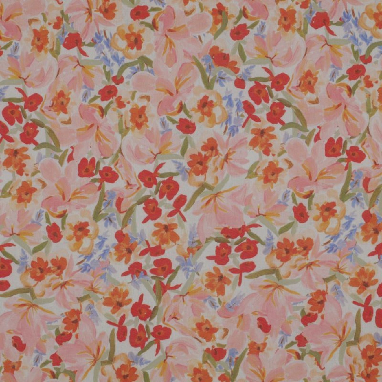 HANABI Cotton Voile Digital Flowers colour 001 peach