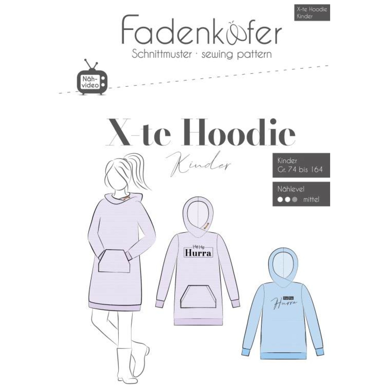 fadenkäfer Papierschnittmuster colour X-ter Hoodie Kinder
