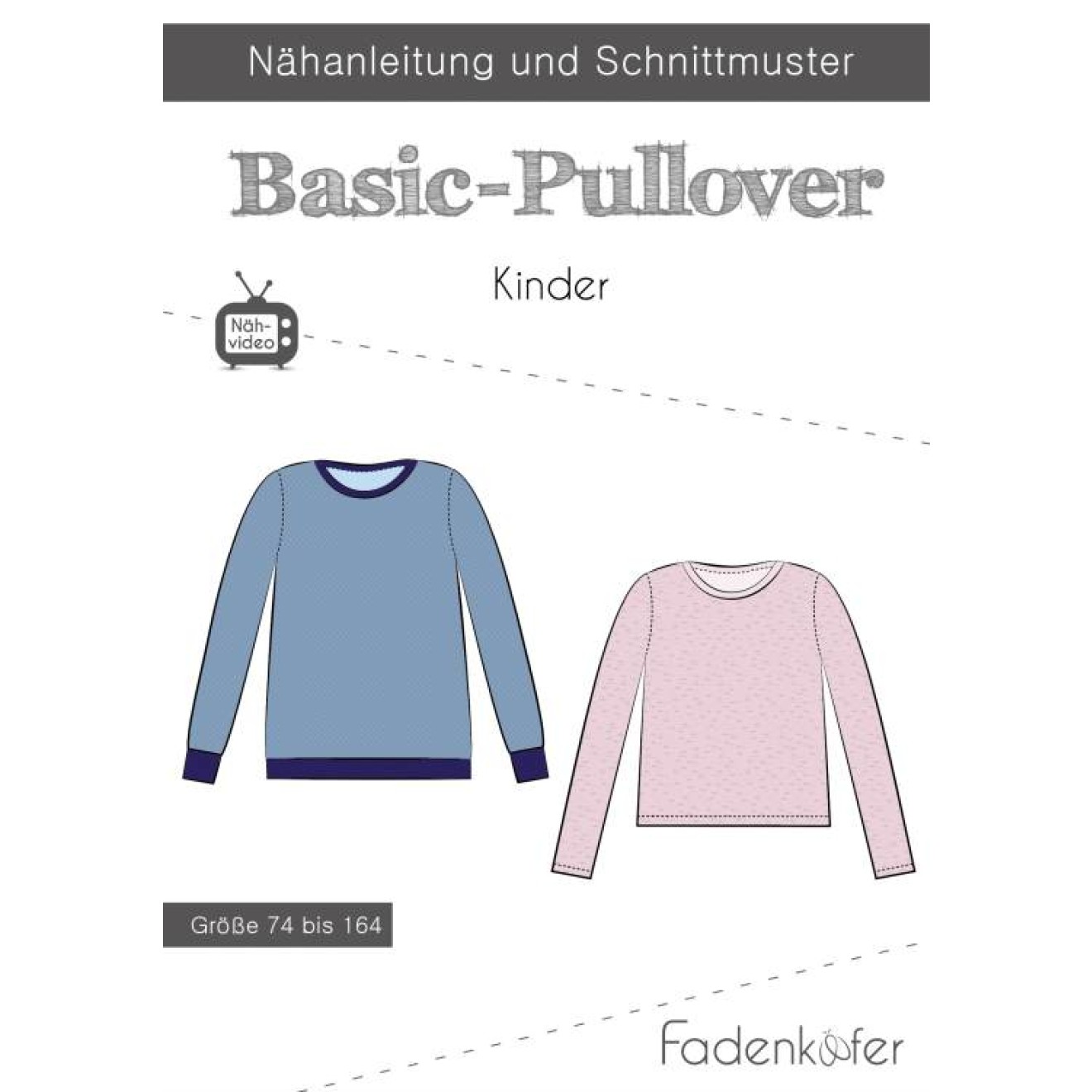 fadenkäfer Papierschnittmuster colour Basic-Pullover Kinder