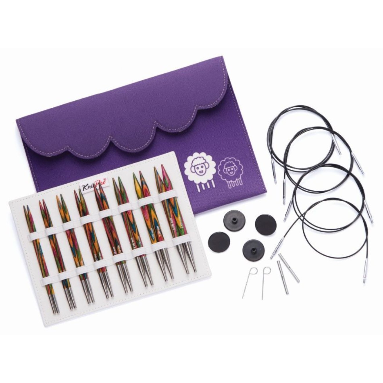 KnitPro Nadelset Deluxe austauschbare Nadelspitzen Symfonie Holz 8 Paar 13 cm 3,5 - 8,0 mm 3,50 - 8,00 mm / 60, 80, 100 cm
