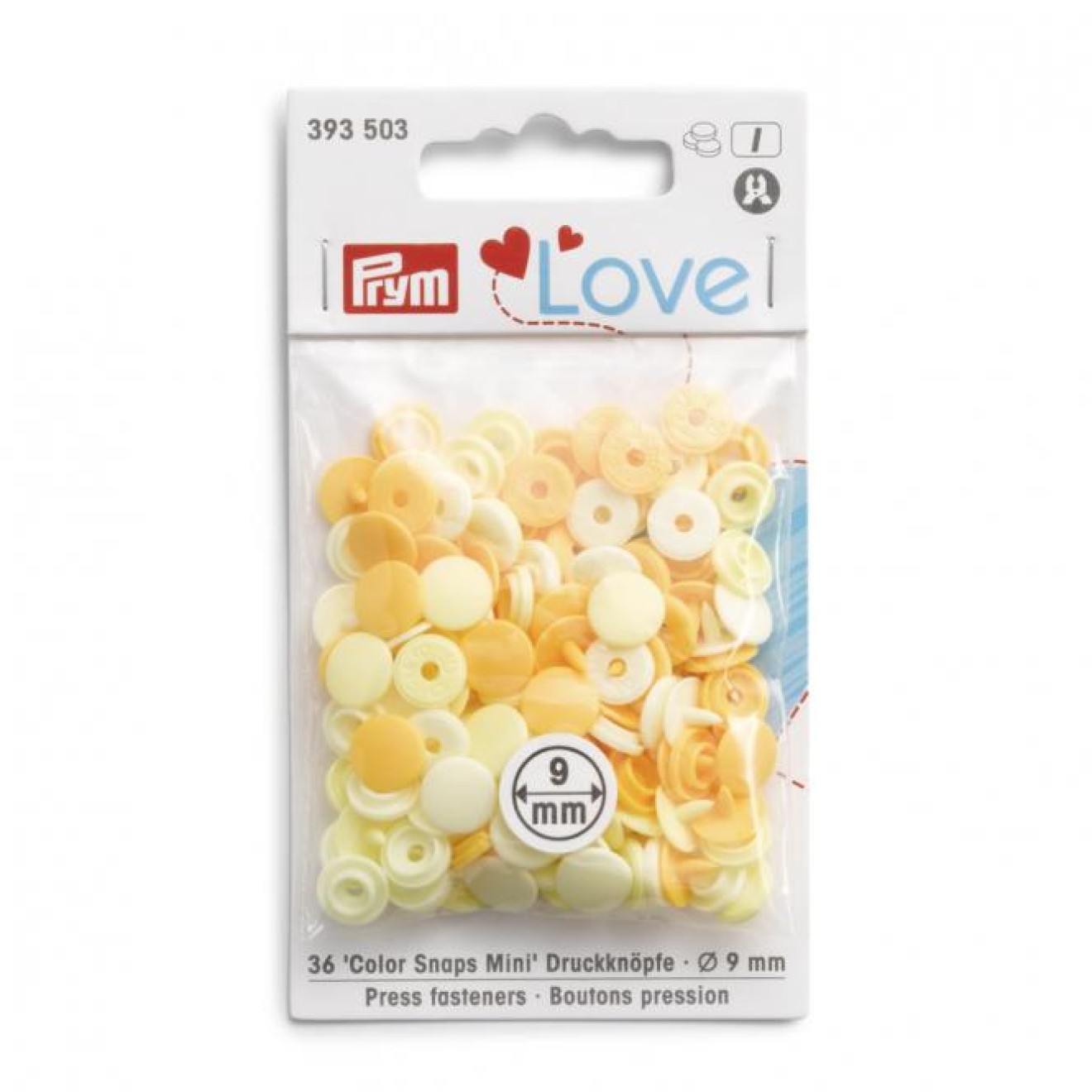 Prym sew-free snap fasteners Color Snaps 9 mm / sortiert hellgelb