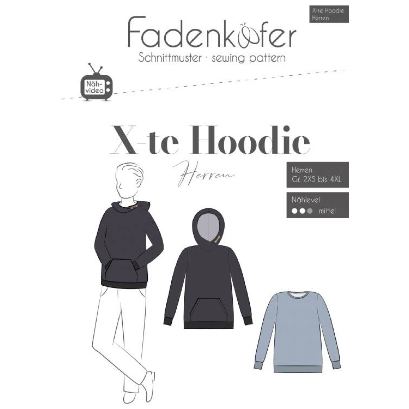fadenkäfer Papierschnittmuster colour X-ter Hoodie Herren