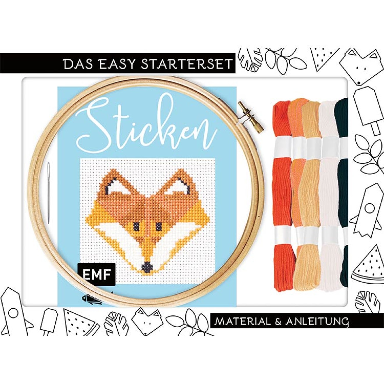 EMF Sticken – das Easy Starterset for dekorative Kreuzstichmotive 20x15 cm /