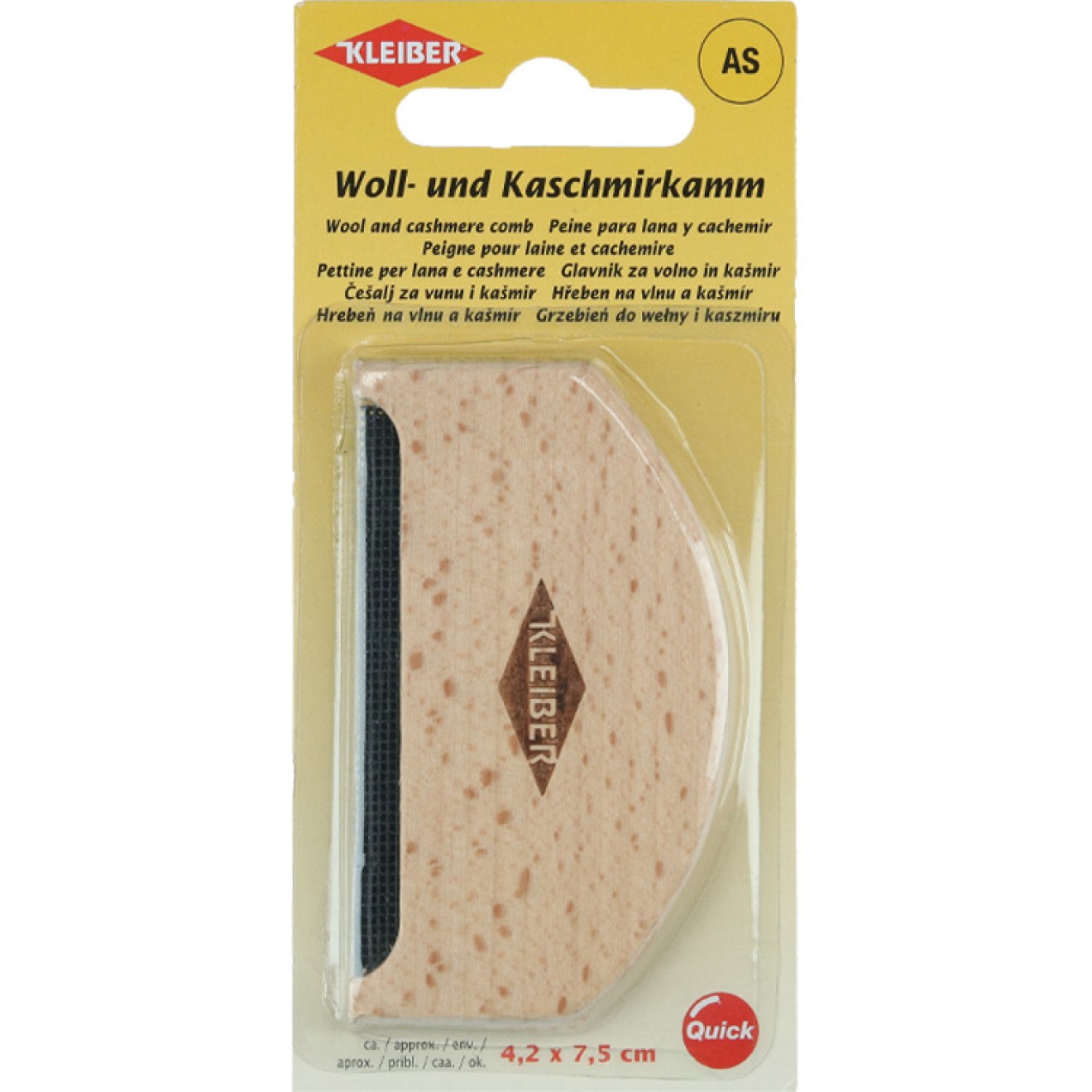 Kleiber wool and cashmere comb Holz 1 piece 4,2x7,5 cm / braun