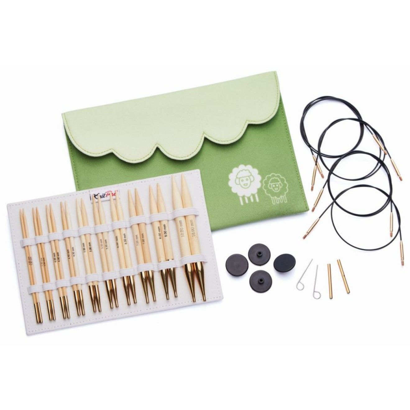 KnitPro Nadelset Deluxe austauschbare Nadelspitzen Bambus Bambus 10 Paar 3,00 - 10,00 mm 3,00 - 10,00 mm / 60, 2x 80, 100 cm