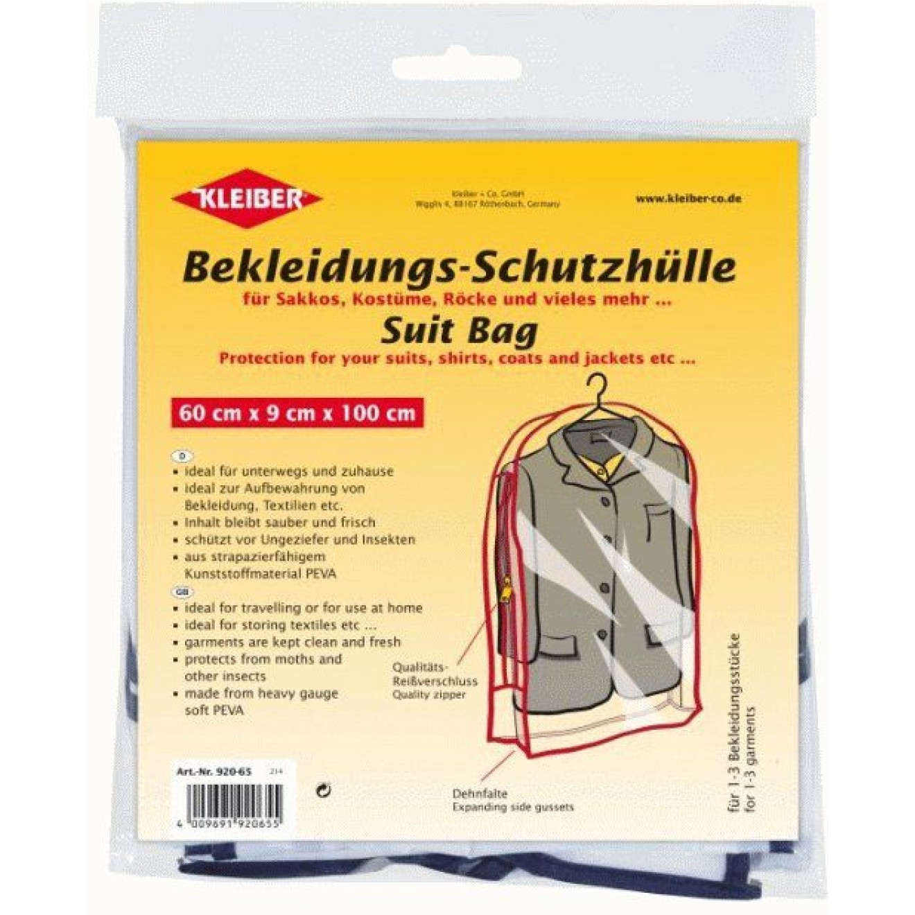 Kleiber Bekleidungs-Schutzhülle ca. 60x9x100 cm / ca. 60x9x100 cm 1 piece