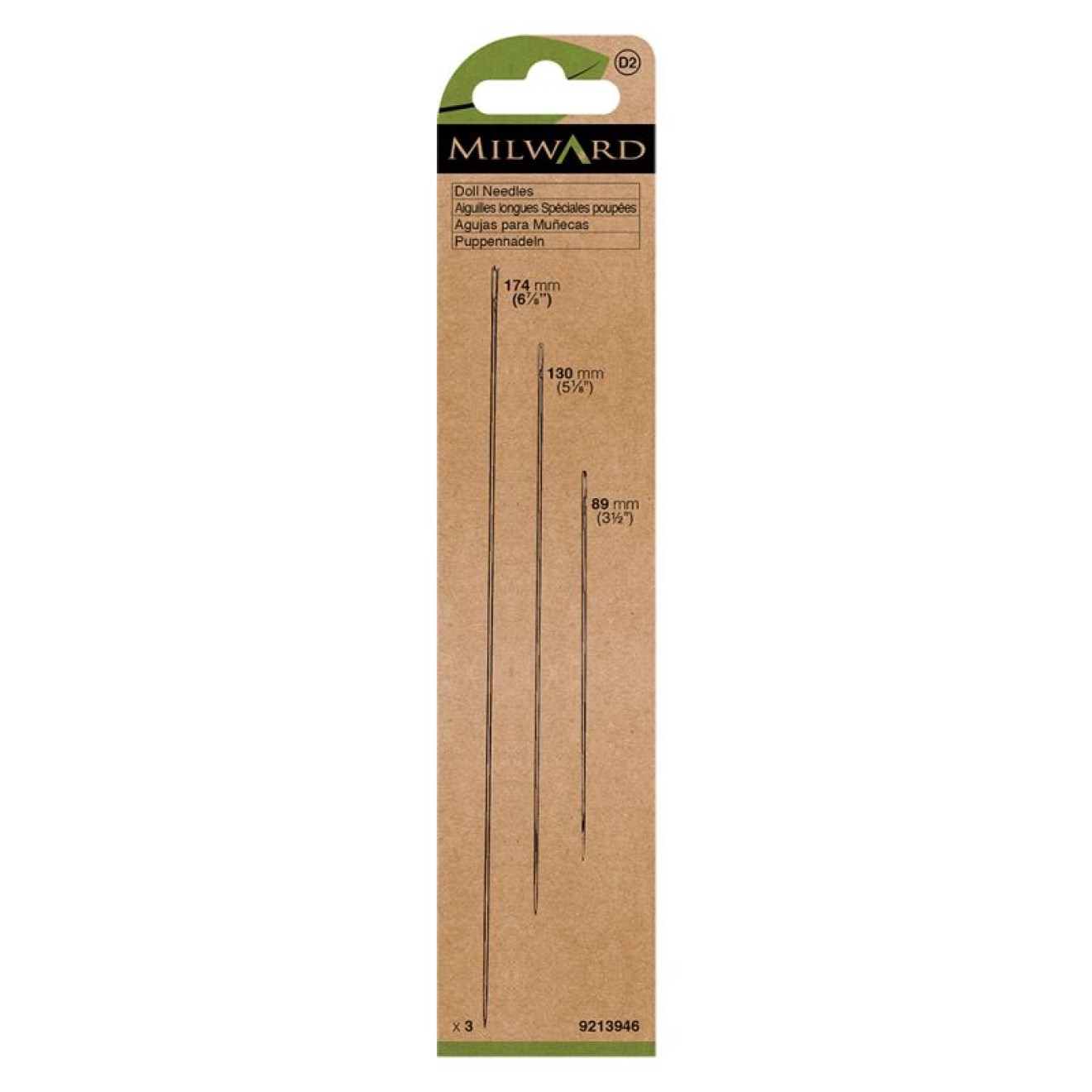 Milward Green Polster-Puppen-Matratzennadel-Set colour Puppennadeln 174mm/130mm/89mm ück