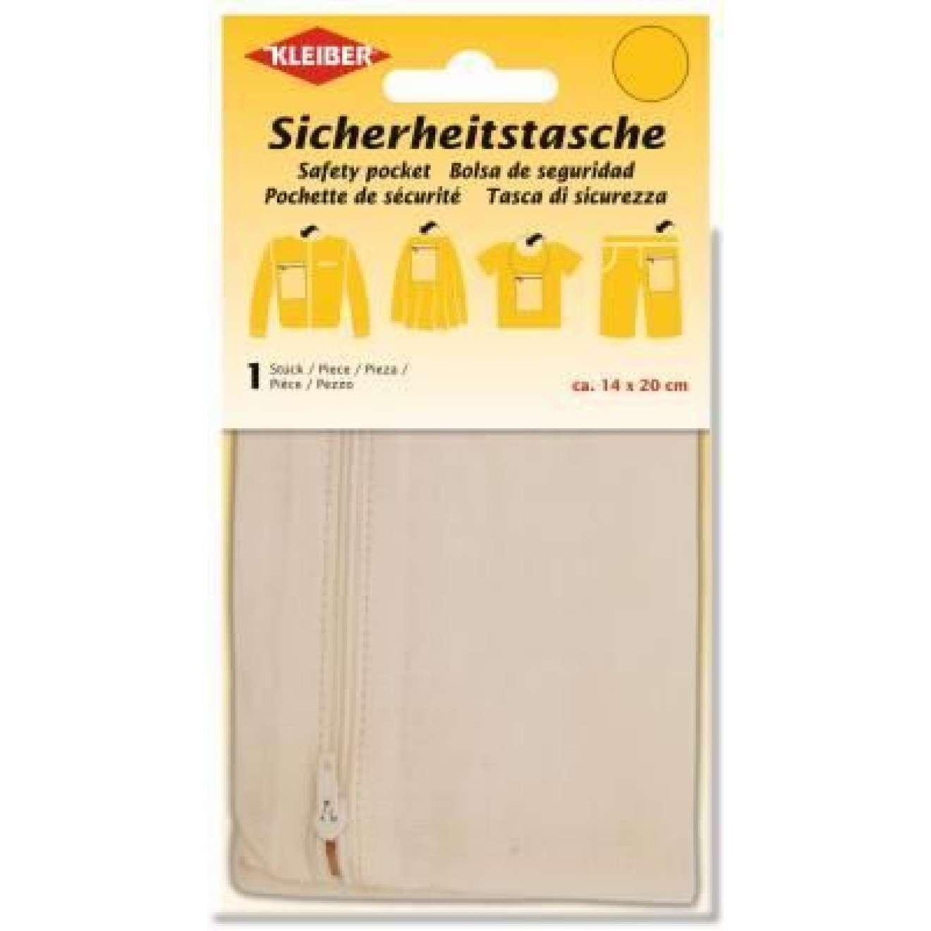 Kleiber Sicherheitstasche zum Einnähen ca. 14x20 cm / ecru
