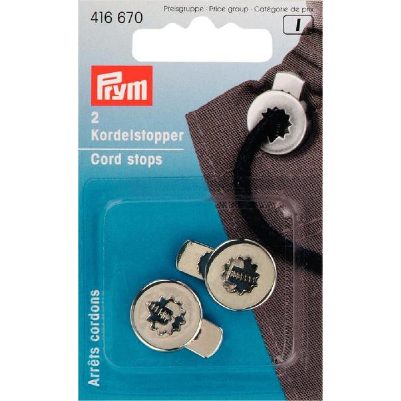 Prym Kordelstopper 1-Loch silberfarbig