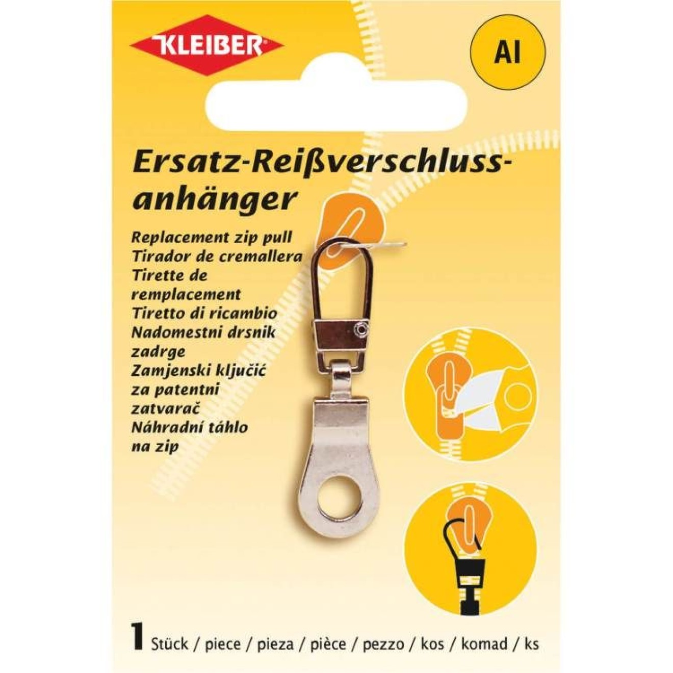 Kleiber Reißverschlussanhänger silver
