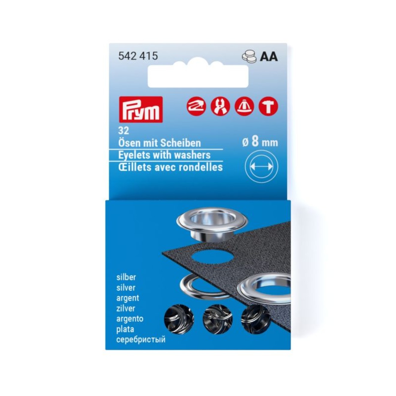 8 mm / silver-colored / 32 piece