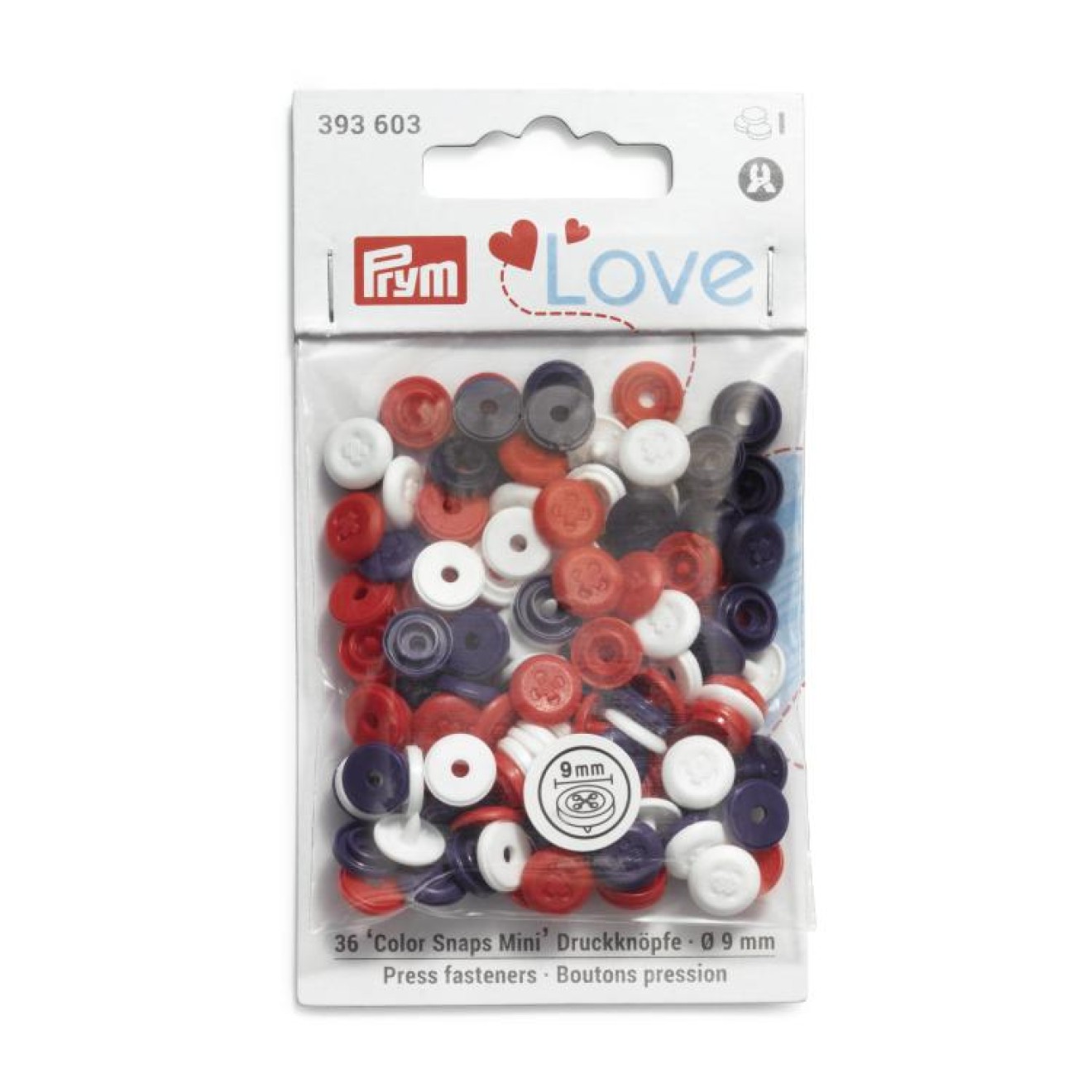 Prym sew-free snap fasteners Color Snaps 9 mm / weiß.rot,marine